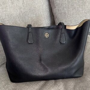 Tory Burch Black Pebbled Leather Tote